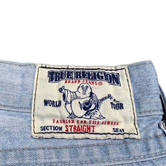 True Religion Straight Fit Light Blue Faded Men’s Denim Jeans - Picture 6 of 8